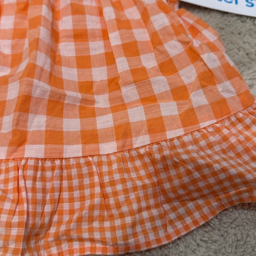 Carter's Orange & White Gingham Peplum Top